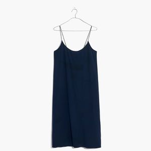 Madewell silk tie-back slip dress navy